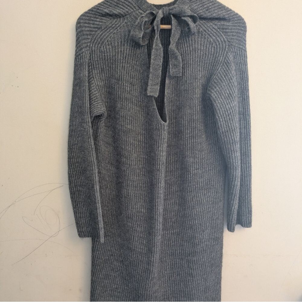 J Crew Gray Alpaca Wool Sweater Open-Back Dress Size L